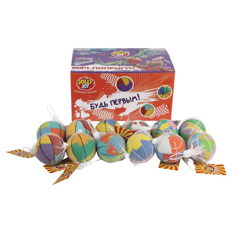Мяч-попрыгун ЦВЕТНОЙ МИКС, 6 см, ТПР, ассорти, 12 цветов, JOLLY JOT (ДЖОЛЛИ