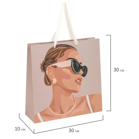 Пакет подарочный (1 штука) 30x10x30 см, "Beautiful Lady", Пакет подарочный (1 штука) 30x10x30 см, "Beautiful Lady",