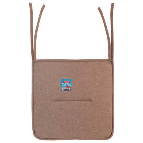 Подушка на стул плоская "РОГОЖКА" 37x37 см, полиэстер, коричневая,