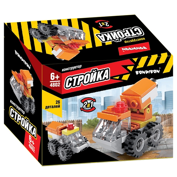 Конструктор Bondibon, Стройка, Бетономешалка, 26 деталей, 2в1 Конструктор Bondibon, Стройка, Бетономешалка, 26 деталей, 2в1