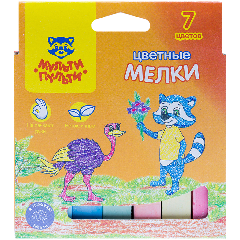 Мелки цветные Мульти-Пульти "Енот в Австралии", 7цв., картонная Мелки цветные Мульти-Пульти "Енот в Австралии", 7цв., картонная