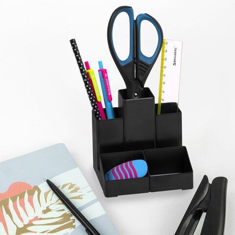 Подставка-органайзер BRAUBERG-CONTRACT, 109х95х101,5 мм, 5 отделений, черная, Подставка-органайзер BRAUBERG-CONTRACT, 109х95х101,5 мм, 5 отделений, черная,