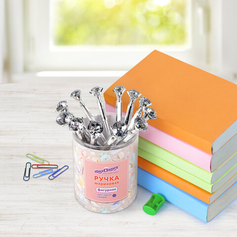 Ручка фигурная шариковая ЮНЛАНДИЯ "Кристалл", корпус ассорти, СИНЯЯ,