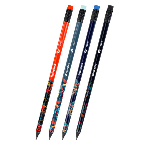 Карандаш чернографитный с принтом BRAUBERG "ONI", 1 шт., HB, с