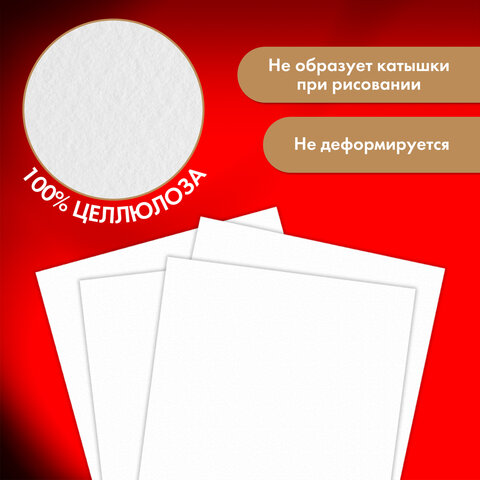Бумага для акварели 300 г/м2 460x660 мм крупное зерно, 10 листов, BRAUBERG ART