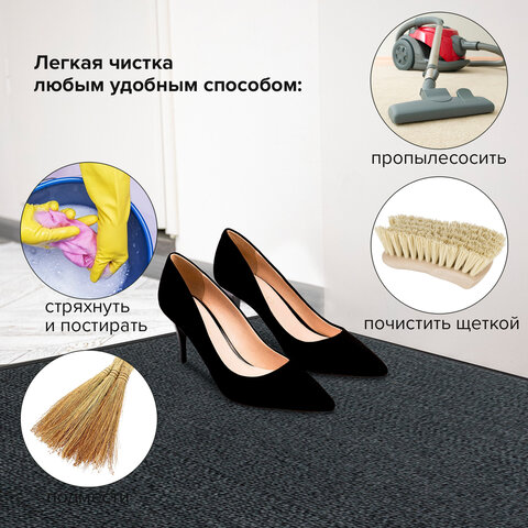 Коврик придверный ИЗНОСОСТОЙКИЙ влаговпитывающий, 60х90 см, ТАФТИНГ, СЕРЫЙ, Коврик придверный ИЗНОСОСТОЙКИЙ влаговпитывающий, 60х90 см, ТАФТИНГ, СЕРЫЙ,