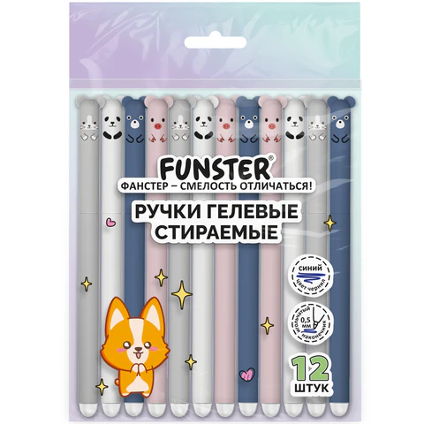 Ручки гелевые стираемые FUNSTER (ФАНСТЕР) "CUTE ANIMALS", СИНИЕ, НАБОР Ручки гелевые стираемые FUNSTER (ФАНСТЕР) "CUTE ANIMALS", СИНИЕ, НАБОР