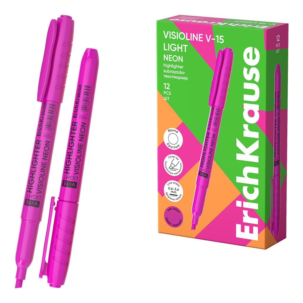Маркер для выделения текста ErichKrause VisioLine® V-15 Классика Неон, цвет Маркер для выделения текста ErichKrause VisioLine® V-15 Классика Неон, цвет