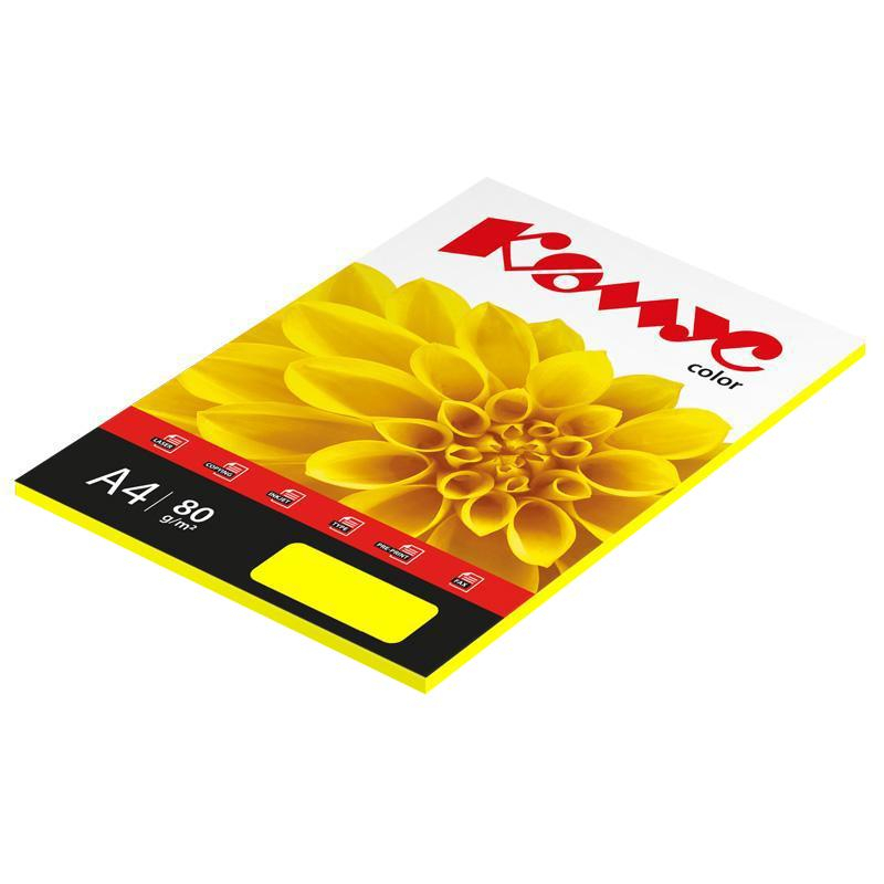Бумага цветная Комус Color (лимон интенсив), 80г, А4, 50 л. Бумага цветная Комус Color (лимон интенсив), 80г, А4, 50 л.