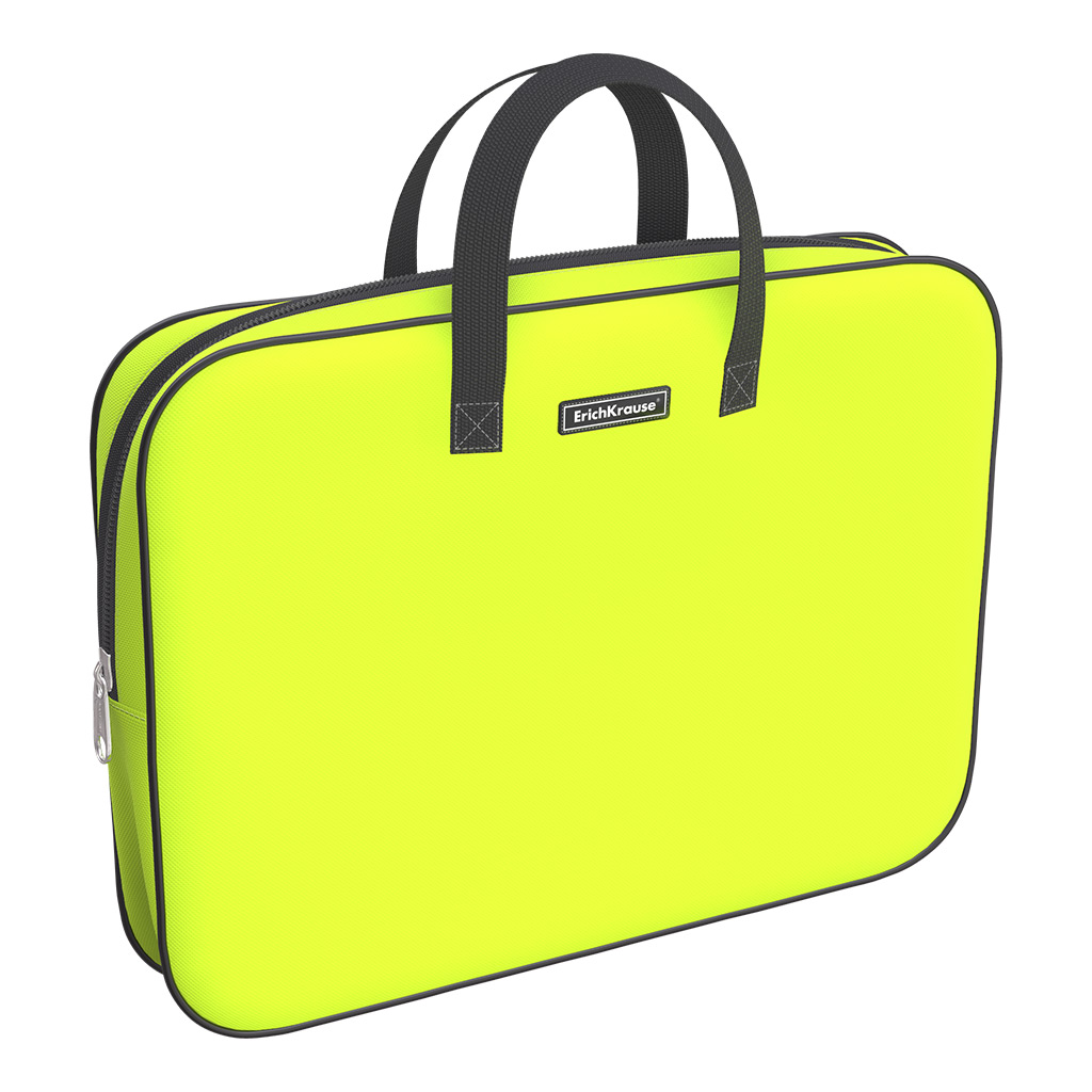 Папка текстильная на молнии Erich Krause® с ручками Neon® Yellow, A4+ Папка текстильная на молнии Erich Krause® с ручками Neon® Yellow, A4+