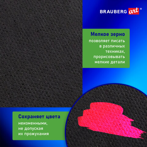 Холст черный на МДФ, BRAUBERG ART CLASSIC, 18*24см, грунтованный, 100% хлопок,