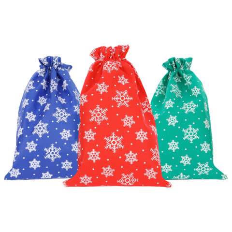 Подарочный мешок (1 шт.) новогодний, 30х20 см, "Snowflakes", нетканый Подарочный мешок (1 шт.) новогодний, 30х20 см, "Snowflakes", нетканый