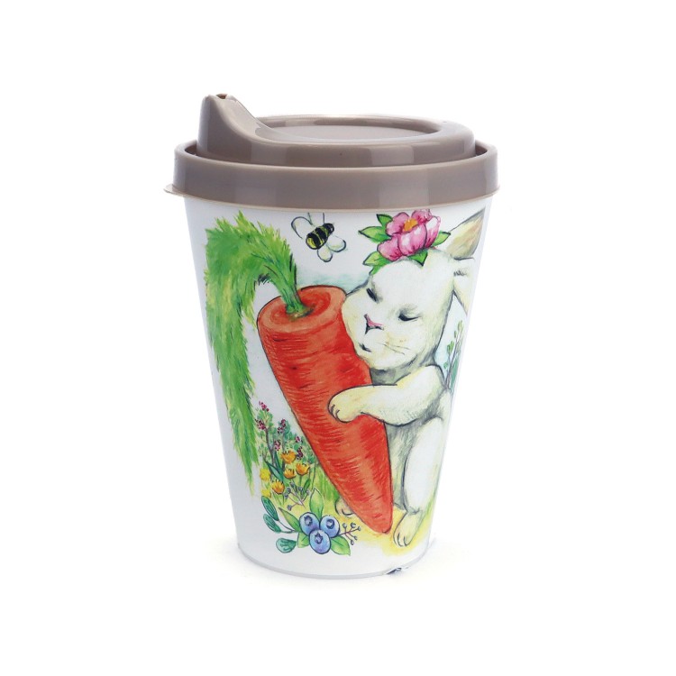 Стакан пластиковый c крышкой "Кроль-Вилль". Сладкая морковка, 420мл Стакан пластиковый c крышкой "Кроль-Вилль". Сладкая морковка, 420мл