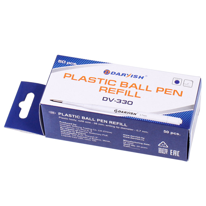 Стержень шариковый 98мм синий объем. пласт. "Darvish"