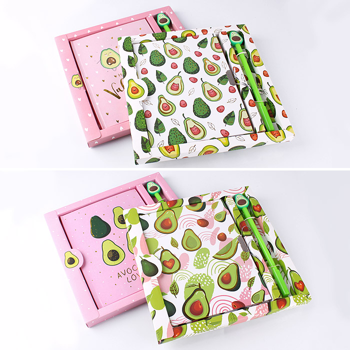 Блокнот 13*18см подарочный с замочком "AVOCADO" + ручка гелевая, 4 Блокнот 13*18см подарочный с замочком "AVOCADO" + ручка гелевая, 4