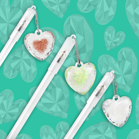 Ручка с подвеской шариковая ЮНЛАНДИЯ "Хрустальное сердце", детали Ручка с подвеской шариковая ЮНЛАНДИЯ "Хрустальное сердце", детали