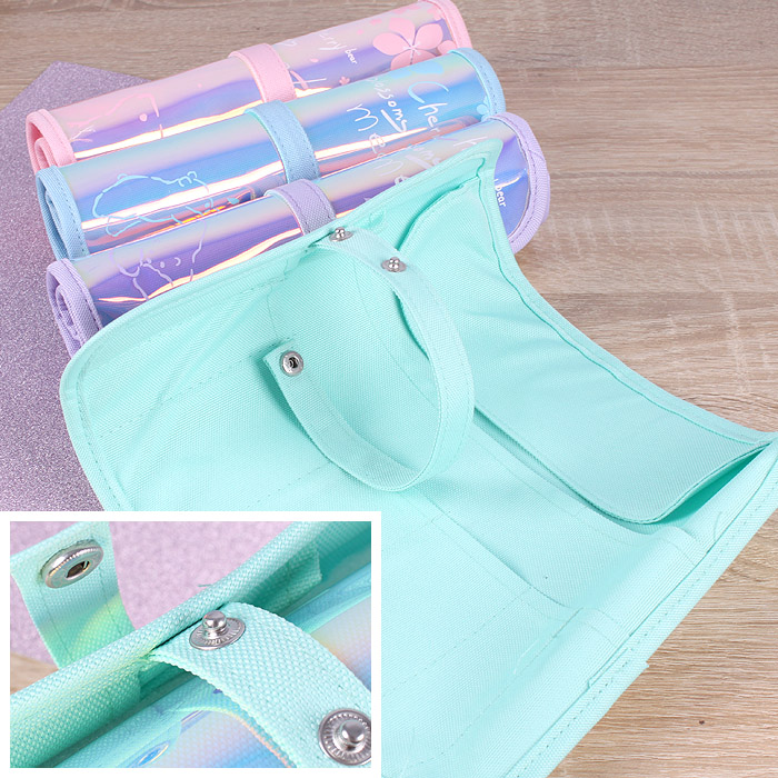 Пенал-органайзер на ремешке с кнопкой голография, цвет ассорти