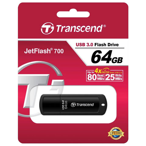 Флеш-диск 64 GB TRANSCEND Jetflash 700 USB 3.0, черный, TS64GJF700 Флеш-диск 64 GB TRANSCEND Jetflash 700 USB 3.0, черный, TS64GJF700
