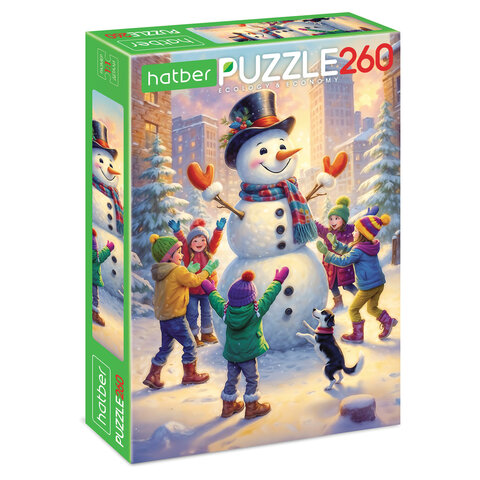 Пазл картонный "ЗИМНИЕ РАДОСТИ " 260 элементов АССОРТИ, 220х330 мм,