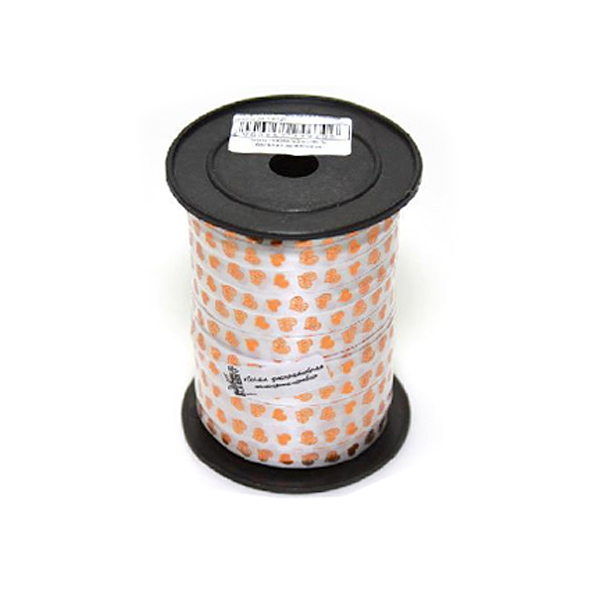 Лента 10 мм x 100 у Белая сердца золото Лента 10 мм x 100 у Белая сердца золото