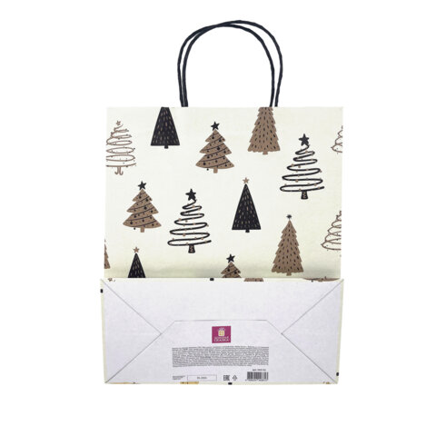 Пакет подарочный НАБОР 4 штуки новогодний 26x32x13см, "Kraft Large",
