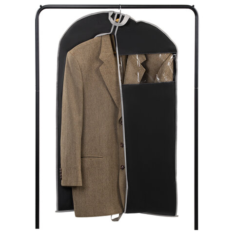 Чехлы для одежды на молнии с ручками дорожный 60х100 см, КОМПЛЕКТ 2 шт,. черный,