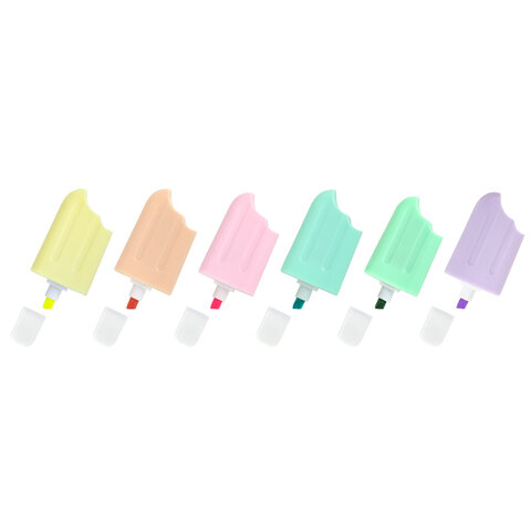 Набор текстовыделителей 6 ПАСТЕЛЬНЫХ ЦВЕТОВ, ЮНЛАНДИЯ "СЛАДКИЕ