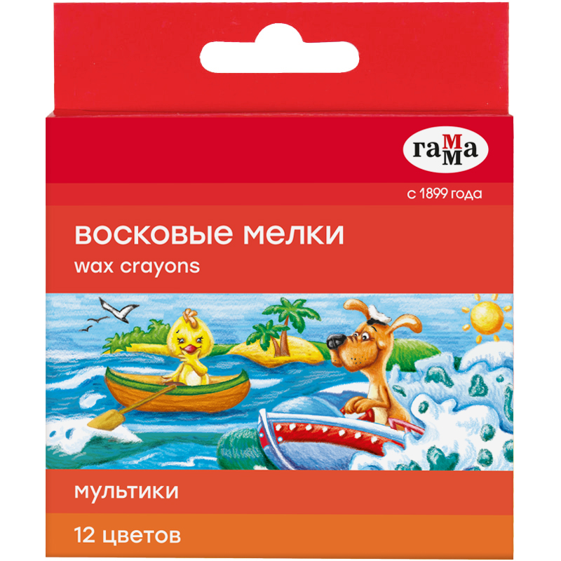 Мелки восковые Гамма "Мультики", 12цв., круглые, картон. упак., Мелки восковые Гамма "Мультики", 12цв., круглые, картон. упак.,