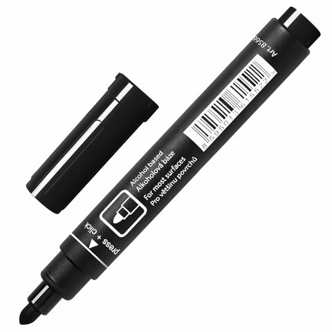 Маркер перманентный (нестираемый) CENTROPEN, ЧЕРНЫЙ, круглый наконечник, 2,5 мм,