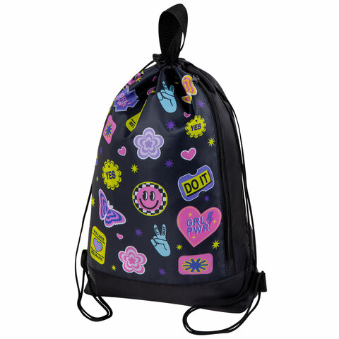 Мешок для обуви ЮНЛАНДИЯ с ручками, боковой карман на молнии, 46х36 см, Мешок для обуви ЮНЛАНДИЯ с ручками, боковой карман на молнии, 46х36 см,