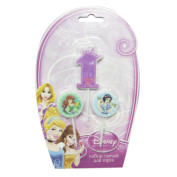 Свечи для торта Дисней Принцессы (цифра 1, медальоны 2 шт) Свечи для торта Дисней Принцессы (цифра 1, медальоны 2 шт)