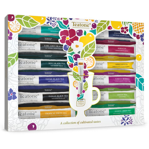 Чай TEATONE ассорти 12 вкусов, НАБОР 60 стиков, 1050 Чай TEATONE ассорти 12 вкусов, НАБОР 60 стиков, 1050