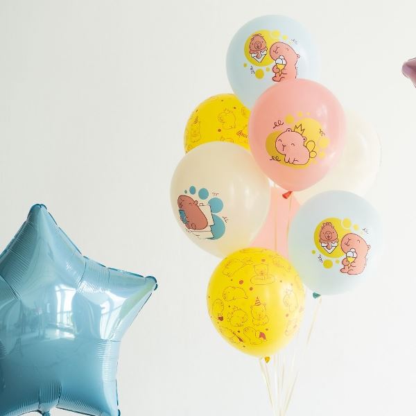 Набор шаров ассорти, рисунок, Капибары Малыши, 25 штук, 12"/30см