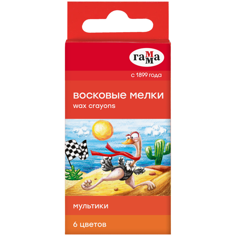 Мелки восковые Гамма "Мультики", 06цв., круглые, картон. упак., Мелки восковые Гамма "Мультики", 06цв., круглые, картон. упак.,