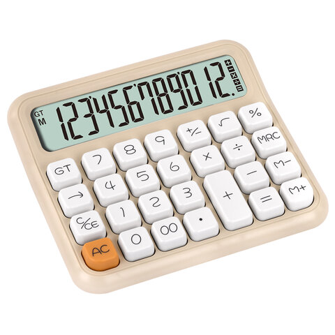 Калькулятор настольный BRAUBERG KW-1000-BG (152x132 мм), 3D-кнопки, 12 разрядов,