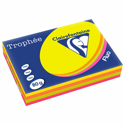 Бумага цветная CLAIREFONTAINE, А4, 80 г/м2, 500 л. (4 цвета x 125 л.), микс Бумага цветная CLAIREFONTAINE, А4, 80 г/м2, 500 л. (4 цвета x 125 л.), микс