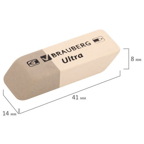 Ластики BRAUBERG "Ultra" 6 шт., размер ластика 41х14х8 мм, серо-белые, Ластики BRAUBERG "Ultra" 6 шт., размер ластика 41х14х8 мм, серо-белые,