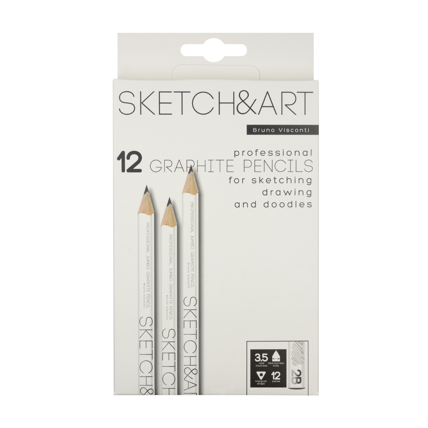 КАРАНДАШ ЧЕРНОГРАФИТОВЫЙ "Sketch&Art. Jumbo" 2В, 3,5 MM