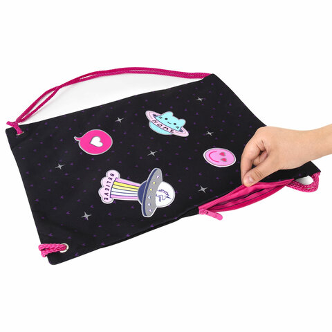 Мешок для обуви BRAUBERG PREMIUM, карман, подкладка, светоотражайка, 43х33 см,