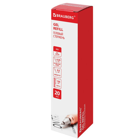 Стержень гелевый BRAUBERG 130 мм, КРАСНЫЙ, узел 0,5 мм, линия письма 0,35 мм, Стержень гелевый BRAUBERG 130 мм, КРАСНЫЙ, узел 0,5 мм, линия письма 0,35 мм,