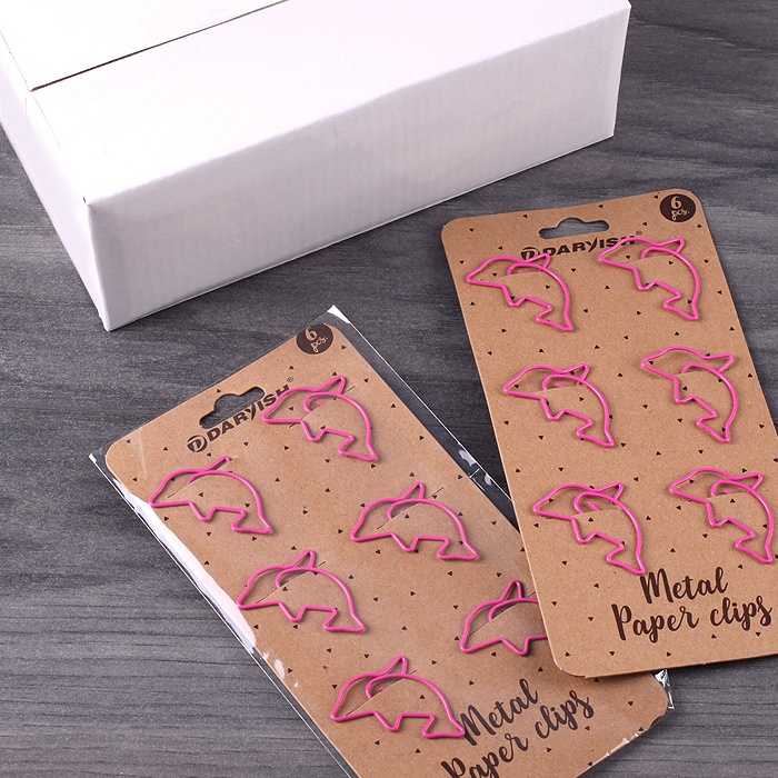 Скрепки металлические "Дельфин" цветн."Darvish" 6шт/уп Скрепки металлические "Дельфин" цветн."Darvish" 6шт/уп