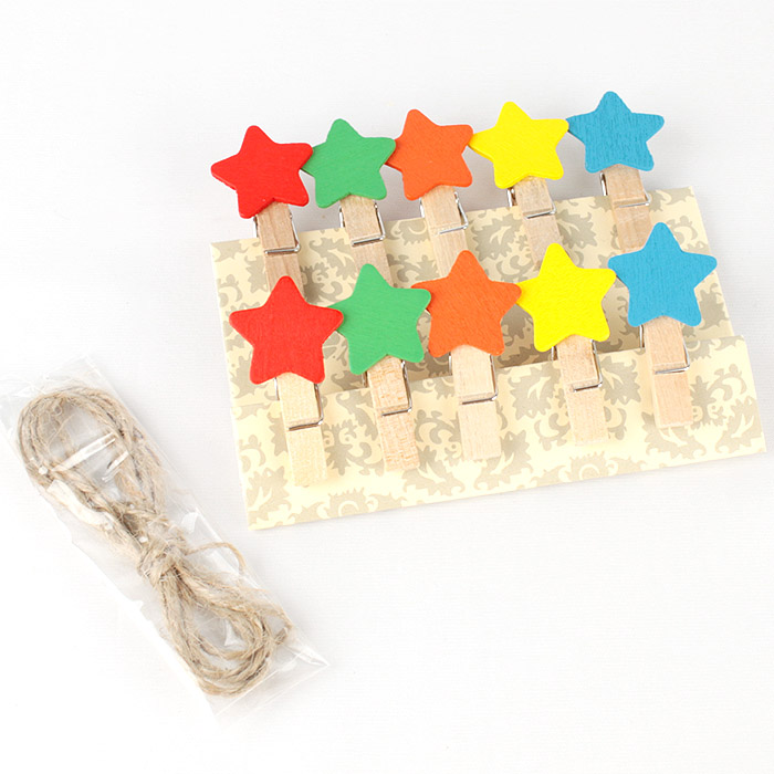 Прищепки декоративные деревянные 10шт/уп "Звездочка" (набор)