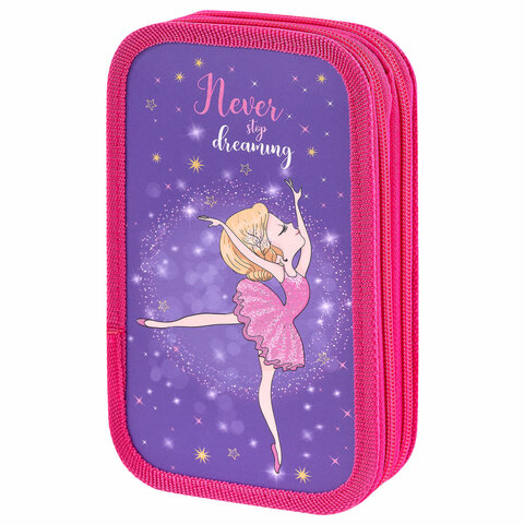 Пенал ЮНЛАНДИЯ, 2 отделения, ламинированный картон, блестки, 19х11 см, Пенал ЮНЛАНДИЯ, 2 отделения, ламинированный картон, блестки, 19х11 см,