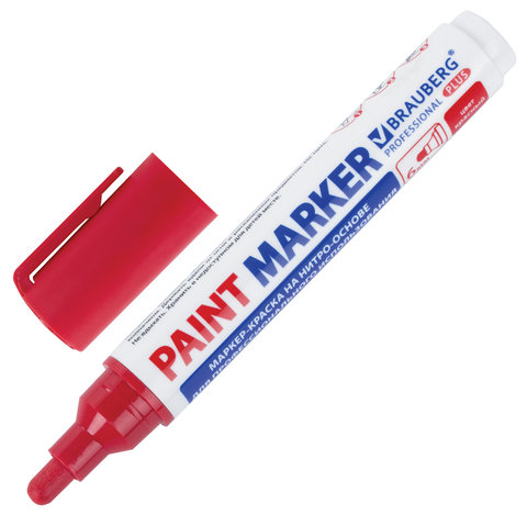 Маркер-краска лаковый (paint marker) 6 мм, КРАСНЫЙ, НИТРО-ОСНОВА, BRAUBERG PRO Маркер-краска лаковый (paint marker) 6 мм, КРАСНЫЙ, НИТРО-ОСНОВА, BRAUBERG PRO