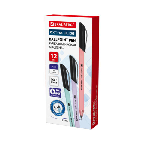 Ручка шариковая масляная BRAUBERG "Extra Glide Softy EL", СИНЯЯ,