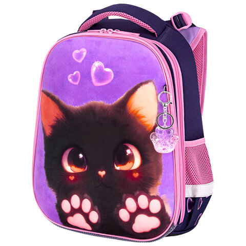 Ранец BRAUBERG PREMIUM, 2 отделения, с брелоком, "Paw prints", Ранец BRAUBERG PREMIUM, 2 отделения, с брелоком, "Paw prints",