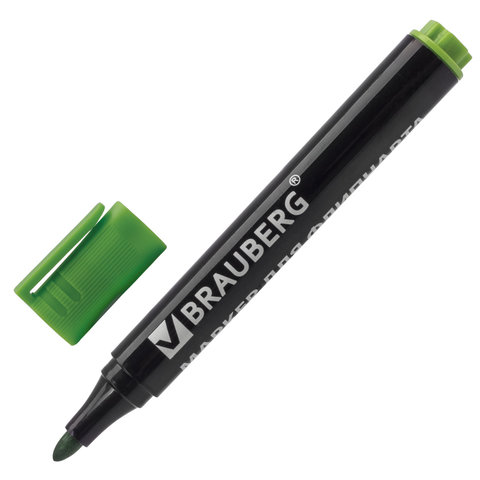 Маркер для флипчарта BRAUBERG, НЕПРОПИТЫВАЮЩИЙ, ЗЕЛЕНЫЙ, круглый наконечник, 2,5 Маркер для флипчарта BRAUBERG, НЕПРОПИТЫВАЮЩИЙ, ЗЕЛЕНЫЙ, круглый наконечник, 2,5