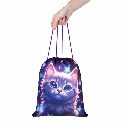 Мешок для обуви BRAUBERG KIDS, с петлей, 42х34 см, "Curious cat",