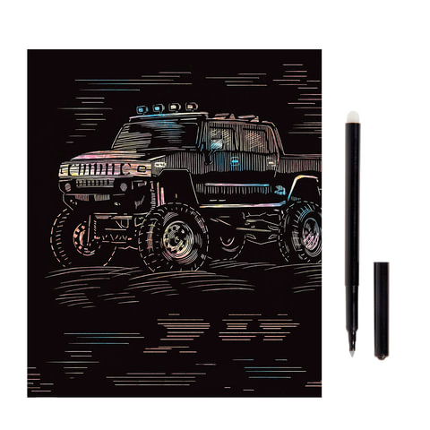 Гравюра с эффектом голографии "Hummer (Хаммер)", 18х24 см, основа, Гравюра с эффектом голографии "Hummer (Хаммер)", 18х24 см, основа,