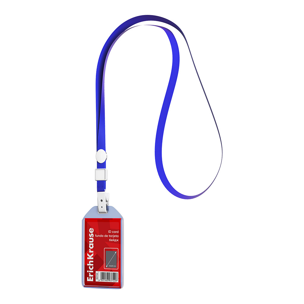 Бейдж вертикальный в комплекте с лентой ErichKrause размер вставки 54х85 мм, Бейдж вертикальный в комплекте с лентой ErichKrause размер вставки 54х85 мм,